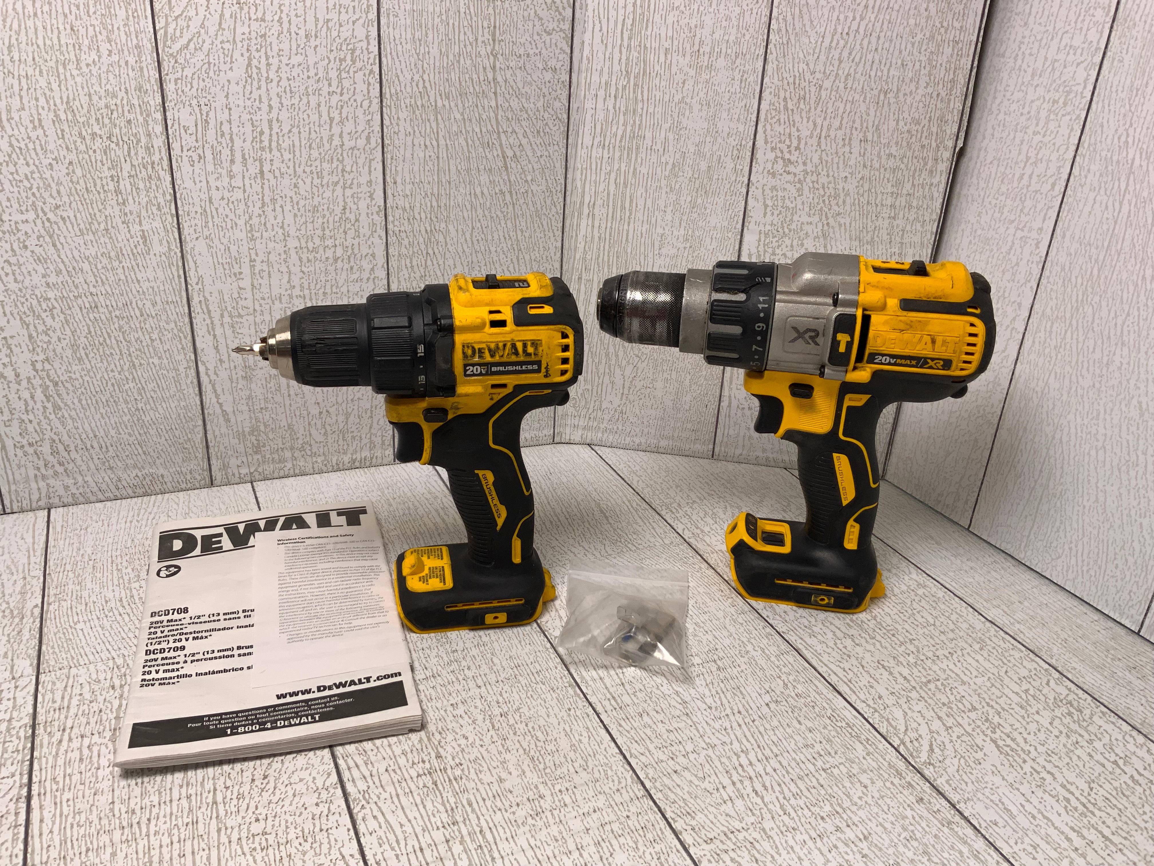 Dewalt 20V DCD996 Drill/Dewalt DCD708 Drill **LOT OF 2** **READ DESCRIPTION** (7983051571438)